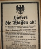 Plakat. Liefert die Waffen ab! Der Reichskomissar für die Entwaffnung Dr. Peters.