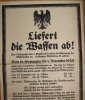 Plakat. Liefert die Waffen ab! Der Reichskomissar f?r die Entwaffnung Dr. Peters.