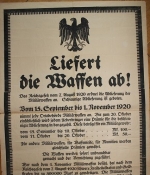 Plakat. Liefert die Waffen ab! Der Reichskomissar für die Entwaffnung Dr. Peters.
