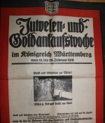 Plakat. Juwelen- und Goldankaufswoche im Königreich Württemberg vom 18. bis 24. Februar 1918.