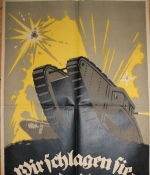 Plakat. Wir schlagen Sie und zeichnen Kriegsanleihe! Original-Farblithografie.