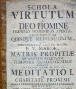 Schola Virtutum a Deo Homine omnibus Hominibus aperta, argumentum Quinque Meditationum...Meditatio I.